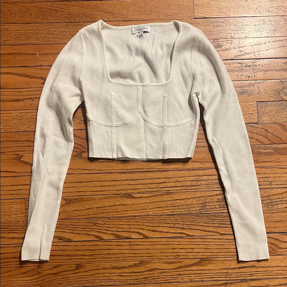 Lioness White Square Neck Crop Top